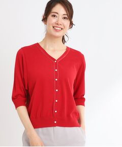 ReFLEcT - 新品　Reflect　リフレクト　リブ　ボタンニット　カーディガン　M 夏SALE／軽羽織りに◎】フーデッドニットカーディガン