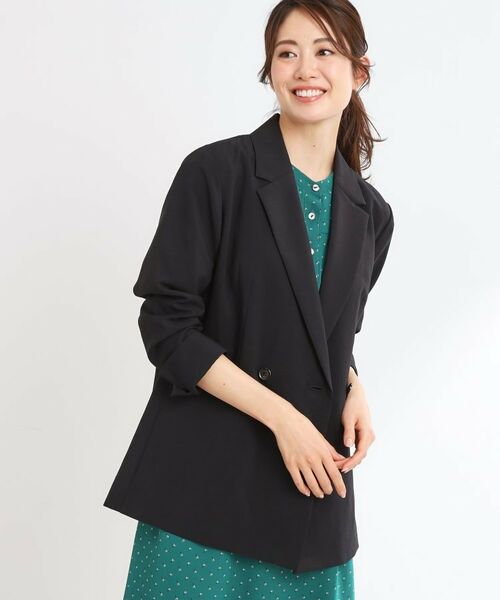 Reflect / リフレクト テーラードジャケット | 【マシンウォッシュ可/セットアップ可/通勤におすすめ】ドライタッチダブルジャケット(ブラック(019))