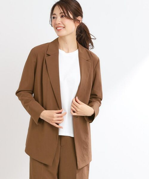 Reflect / リフレクト テーラードジャケット | 【マシンウォッシュ可/セットアップ可/通勤におすすめ】ドライタッチダブルジャケット(ブラウン(043))