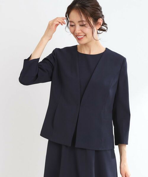 Reflect / リフレクト ノーカラージャケット | 【接触冷感/洗える/吸水速乾/夏のオケージョンに/セットアップ可】ノーカラージャケット(ネイビー(094))