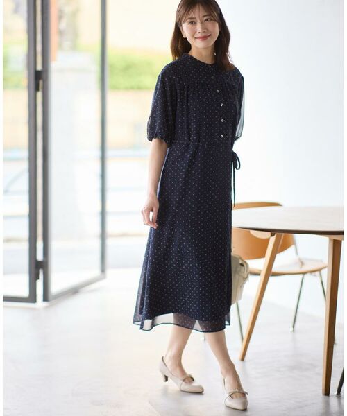 Reflect / リフレクト ミニ丈・ひざ丈ワンピース | 【夏SALE／WEB先行カラーあり／リボン取り外し可／マシンウォッシュ可】コツキ柄プリントワンピース | 詳細1