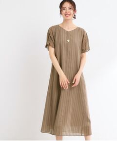 Reflect / リフレクト ロング・マキシ丈ワンピース | 【夏SALE／一枚で決まる◎／手洗い可】シアーストライプソフトAラインワンピース