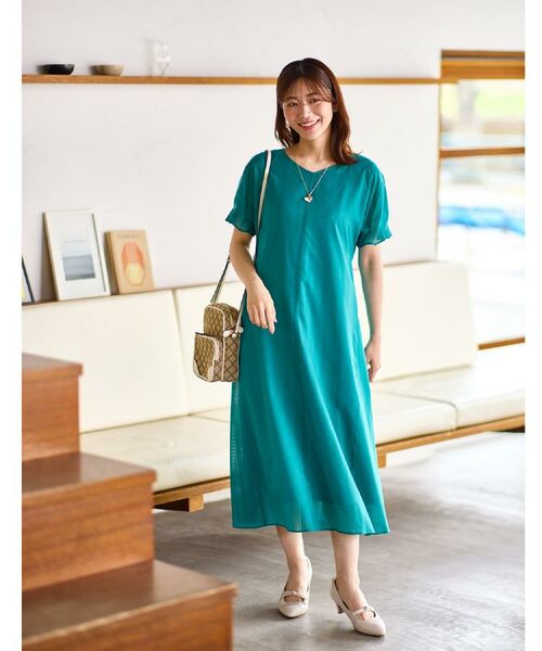 Reflect / リフレクト ロング・マキシ丈ワンピース | 【夏SALE/一枚で決まる◎/手洗い可】シアーストライプソフトAラインワンピース | 詳細1