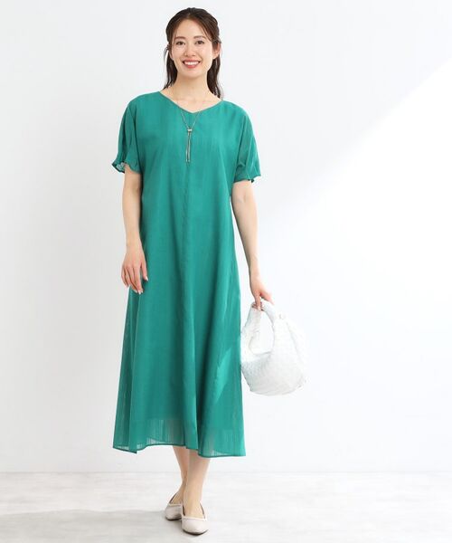 Reflect / リフレクト ロング・マキシ丈ワンピース | 【夏SALE/一枚で決まる◎/手洗い可】シアーストライプソフトAラインワンピース | 詳細10