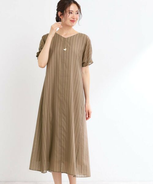 Reflect / リフレクト ロング・マキシ丈ワンピース | 【夏SALE/一枚で決まる◎/手洗い可】シアーストライプソフトAラインワンピース | 詳細13