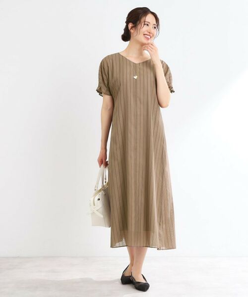 Reflect / リフレクト ロング・マキシ丈ワンピース | 【夏SALE/一枚で決まる◎/手洗い可】シアーストライプソフトAラインワンピース | 詳細14