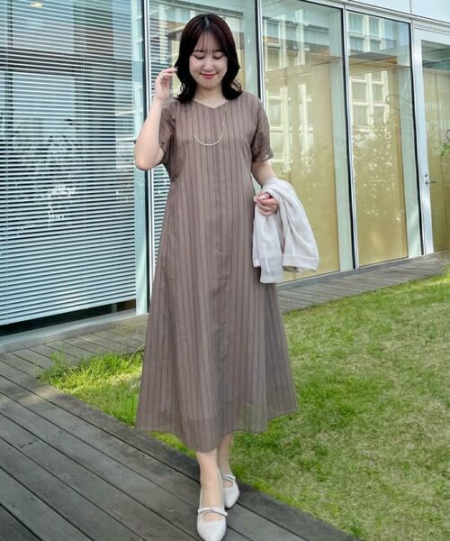 Reflect / リフレクト ロング・マキシ丈ワンピース | 【夏SALE/一枚で決まる◎/手洗い可】シアーストライプソフトAラインワンピース | 詳細4