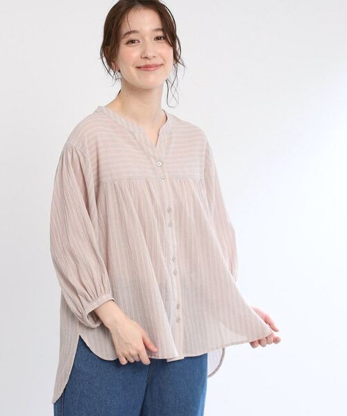 Reflect / リフレクト シャツ・ブラウス | 【手洗い可/羽織りでも◎】ストライプブラウス(ライトグレー(311))
