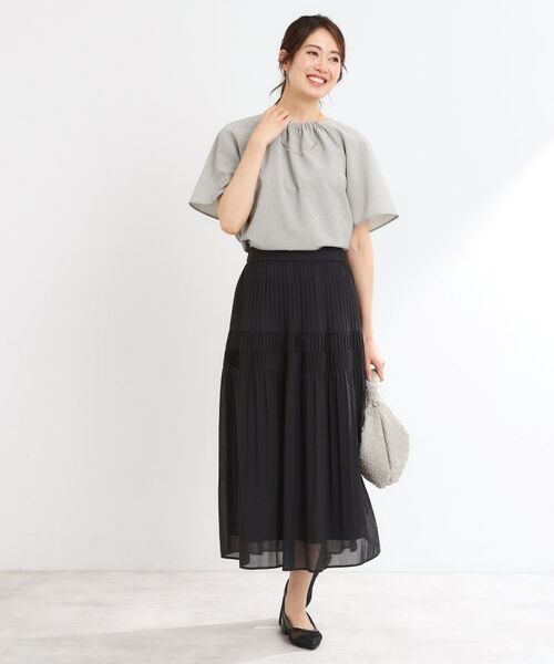 Reflect / リフレクト シャツ・ブラウス | 【マシンウォッシュ可／セットアップ可／通勤におすすめ】ネックギャザータックブラウス | 詳細8