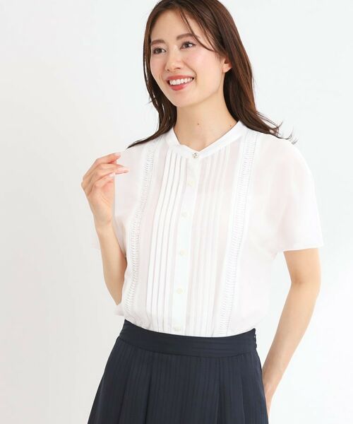 Reflect/リフレクト 【選べる7色◎/手洗い可】フロントピンタックデザインブラウス オフホワイト(003) 13(LL) Reflect/リフレクト 【選べる7色◎/手洗い可】フロントピンタックデザインブラウス オフホワイト(003) 13(LL)