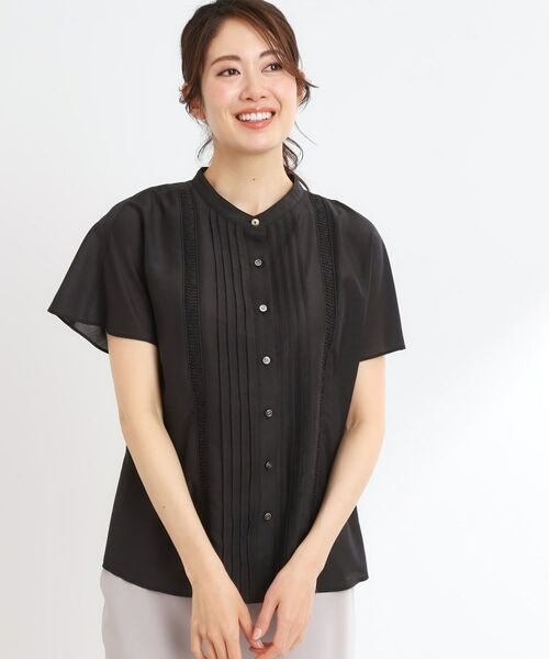 Reflect / リフレクト シャツ・ブラウス | 【選べる7色◎/手洗い可】フロントピンタックデザインブラウス(ブラック(019))