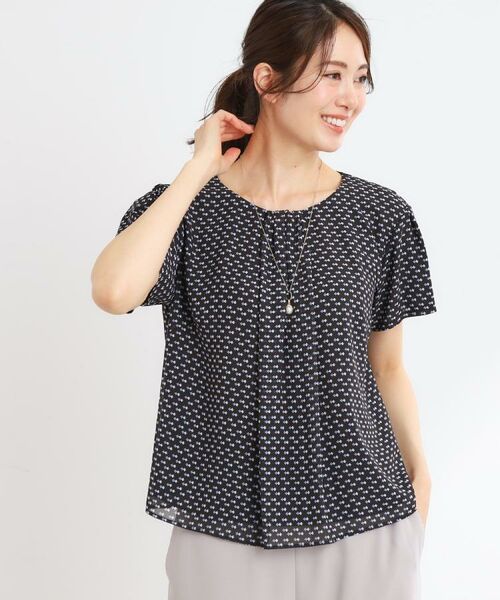 Reflect / リフレクト シャツ・ブラウス | 【マシンウォッシュ可／セットアップ可】ギャザータックプリントブラウス | 詳細10