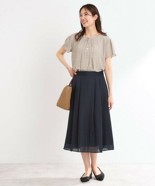 Reflect / リフレクト シャツ・ブラウス | 【マシンウォッシュ可／セットアップ可】ギャザータックプリントブラウス | 詳細16