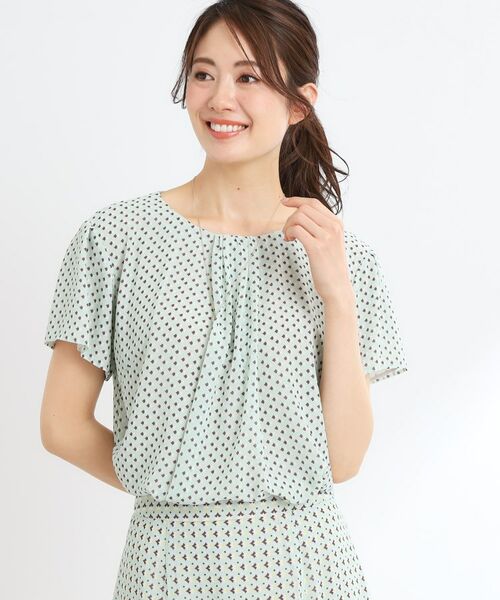 Reflect / リフレクト シャツ・ブラウス | 【マシンウォッシュ可／セットアップ可】ギャザータックプリントブラウス | 詳細2