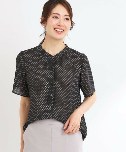 Reflect / リフレクト シャツ・ブラウス | 【マシンウォッシュ可】五分袖コツキプリントブラウス | 詳細6