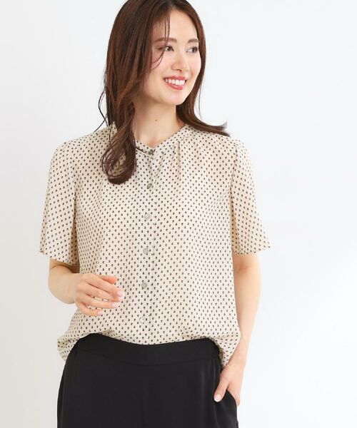 Reflect / リフレクト シャツ・ブラウス | 【マシンウォッシュ可】五分袖コツキプリントブラウス(ベージュ(152))