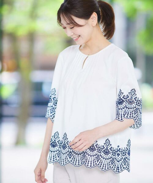 Reflect / リフレクト シャツ・ブラウス | 【洗える/シワになりにくい】エンブロイダリーブラウス(オフホワイト(003))