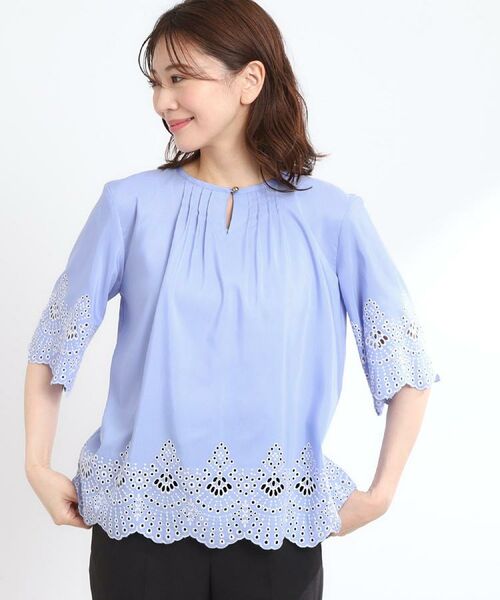 Reflect / リフレクト シャツ・ブラウス | 【洗える/シワになりにくい】エンブロイダリーブラウス(ブルー(091))