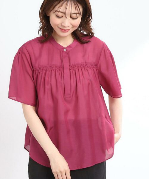 Reflect / リフレクト シャツ・ブラウス | 【選べる5色◎/マシンウォッシュ可】シャーリングデザインブラウス(ピンク(074))