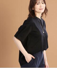 Reflect / リフレクト カットソー | 【すっきり見え！長め丈／マシンウォッシュ可】スキッパーネックジャージトップス