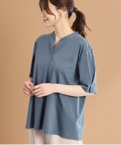 Reflect / リフレクト カットソー | 【すっきり見え！長め丈／マシンウォッシュ可】スキッパーネックジャージトップス