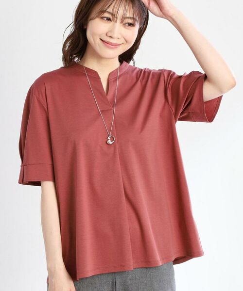 Reflect / リフレクト カットソー | 【すっきり見え!長め丈/マシンウォッシュ可】スキッパーネックジャージトップス | 詳細1