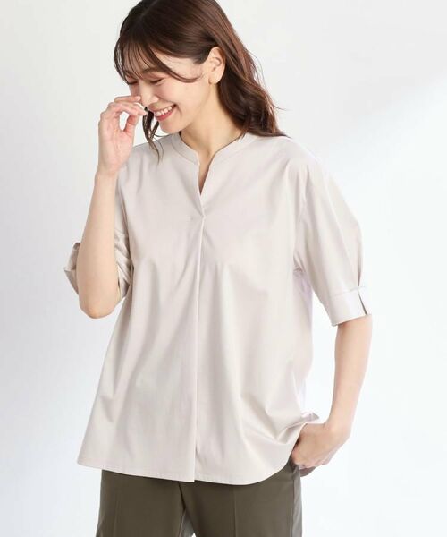 Reflect / リフレクト カットソー | 【すっきり見え!長め丈/マシンウォッシュ可】スキッパーネックジャージトップス | 詳細10