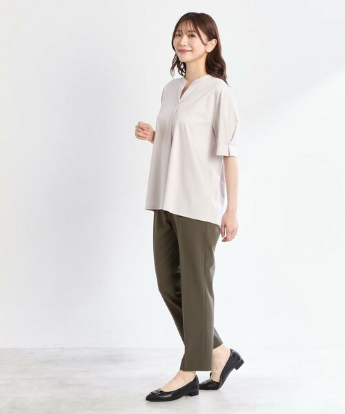 Reflect / リフレクト カットソー | 【すっきり見え!長め丈/マシンウォッシュ可】スキッパーネックジャージトップス | 詳細12