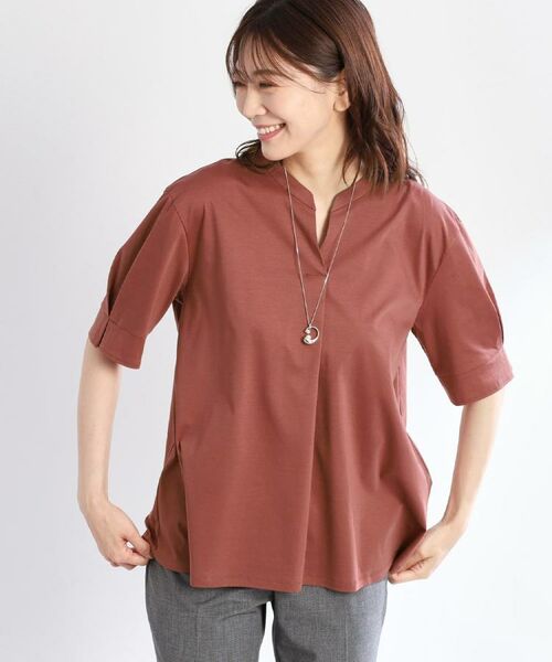 Reflect / リフレクト カットソー | 【すっきり見え!長め丈/マシンウォッシュ可】スキッパーネックジャージトップス | 詳細14