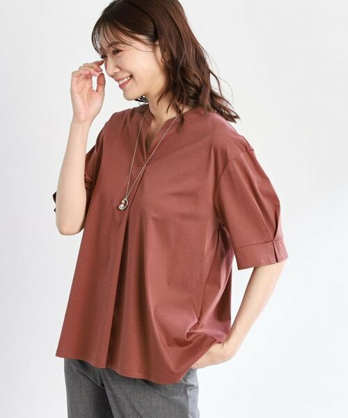 Reflect / リフレクト カットソー | 【すっきり見え!長め丈/マシンウォッシュ可】スキッパーネックジャージトップス | 詳細15