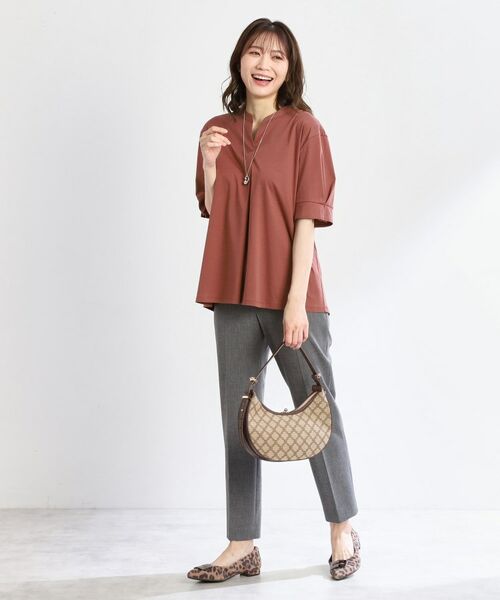 Reflect / リフレクト カットソー | 【すっきり見え!長め丈/マシンウォッシュ可】スキッパーネックジャージトップス | 詳細16