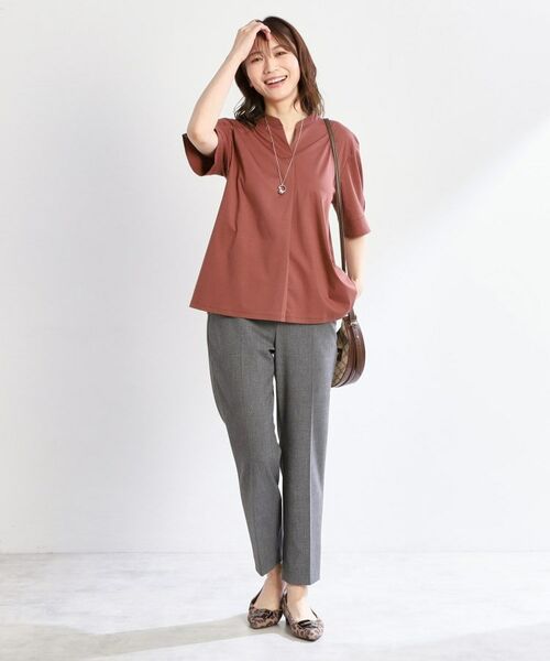 Reflect / リフレクト カットソー | 【すっきり見え!長め丈/マシンウォッシュ可】スキッパーネックジャージトップス | 詳細17