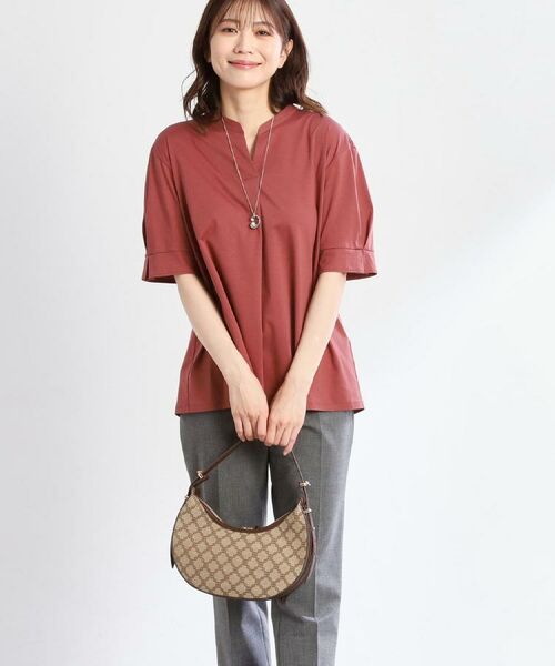 Reflect / リフレクト カットソー | 【すっきり見え!長め丈/マシンウォッシュ可】スキッパーネックジャージトップス | 詳細2