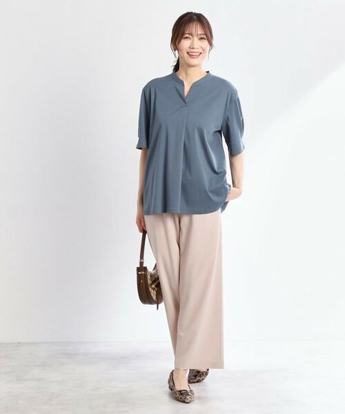 Reflect / リフレクト カットソー | 【すっきり見え!長め丈/マシンウォッシュ可】スキッパーネックジャージトップス | 詳細20