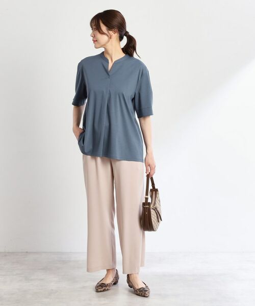 Reflect / リフレクト カットソー | 【すっきり見え!長め丈/マシンウォッシュ可】スキッパーネックジャージトップス | 詳細21