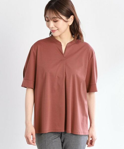 Reflect / リフレクト カットソー | 【すっきり見え!長め丈/マシンウォッシュ可】スキッパーネックジャージトップス | 詳細24