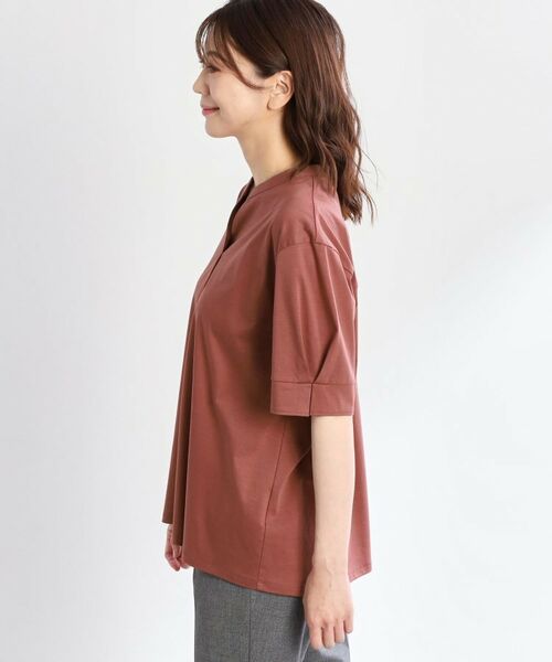 Reflect / リフレクト カットソー | 【すっきり見え!長め丈/マシンウォッシュ可】スキッパーネックジャージトップス | 詳細25