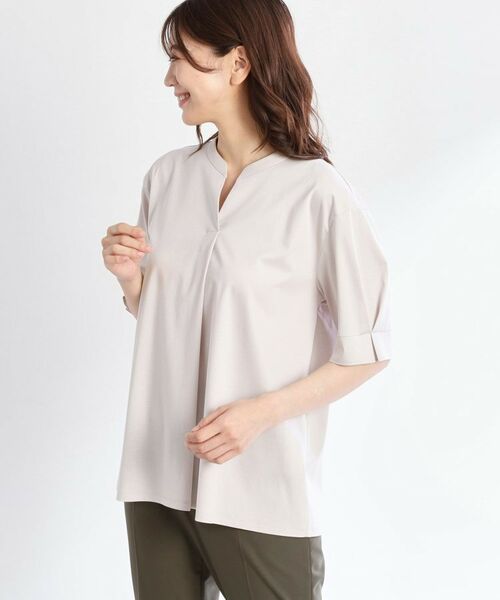 Reflect / リフレクト カットソー | 【すっきり見え!長め丈/マシンウォッシュ可】スキッパーネックジャージトップス | 詳細9