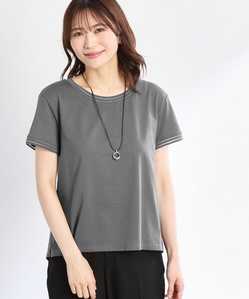 Reflect/リフレクト 【インナーにおすすめ◎】シアーネックデザインプルオーバー チャコールグレー(013) 11(L)