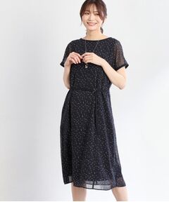 Reflect / リフレクト ミニ丈・ひざ丈ワンピース | 【WEB先行カラーあり／マシンウォッシュ可／ナローベルト付き】オフボディツイードチェックワンピース