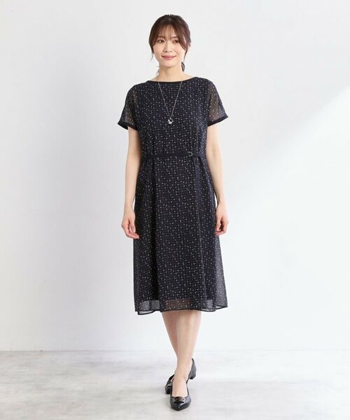 Reflect / リフレクト ミニ丈・ひざ丈ワンピース | 【WEB先行カラーあり/マシンウォッシュ可/ナローベルト付き】オフボディツイードチェックワンピース | 詳細14