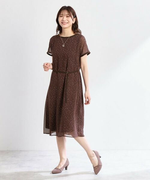 Reflect / リフレクト ミニ丈・ひざ丈ワンピース | 【WEB先行カラーあり/マシンウォッシュ可/ナローベルト付き】オフボディツイードチェックワンピース | 詳細19