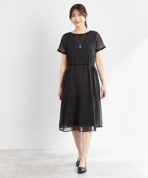 Reflect / リフレクト ミニ丈・ひざ丈ワンピース | 【WEB先行カラーあり/マシンウォッシュ可/ナローベルト付き】オフボディツイードチェックワンピース | 詳細23