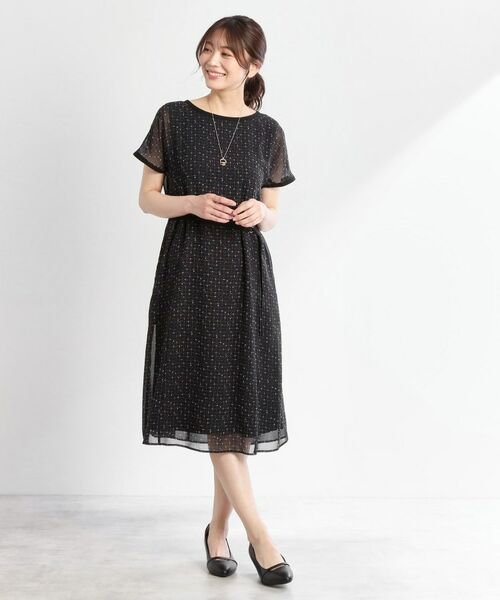 Reflect / リフレクト ミニ丈・ひざ丈ワンピース | 【WEB先行カラーあり/マシンウォッシュ可/ナローベルト付き】オフボディツイードチェックワンピース | 詳細24