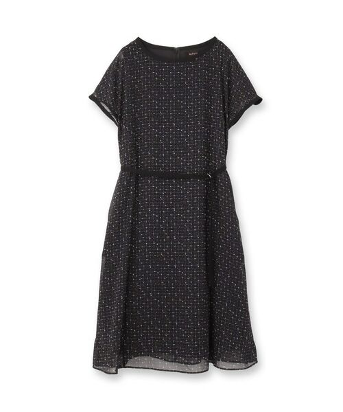 Reflect / リフレクト ミニ丈・ひざ丈ワンピース | 【WEB先行カラーあり/マシンウォッシュ可/ナローベルト付き】オフボディツイードチェックワンピース | 詳細26