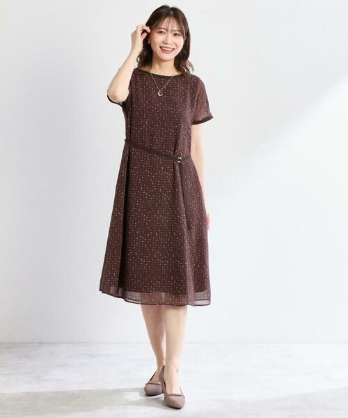 Reflect / リフレクト ミニ丈・ひざ丈ワンピース | 【WEB先行カラーあり/マシンウォッシュ可/ナローベルト付き】オフボディツイードチェックワンピース | 詳細6