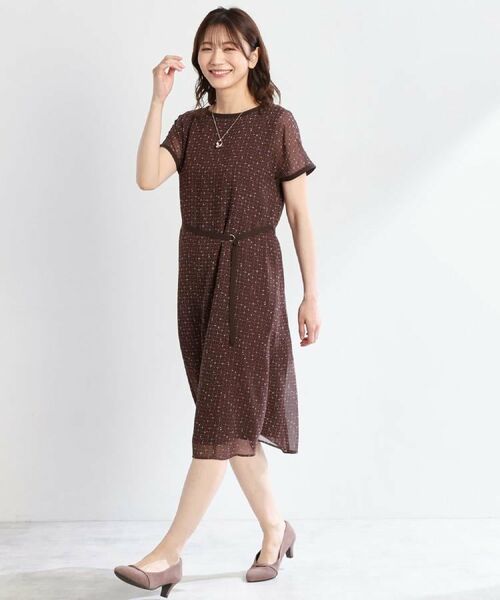 Reflect / リフレクト ミニ丈・ひざ丈ワンピース | 【WEB先行カラーあり/マシンウォッシュ可/ナローベルト付き】オフボディツイードチェックワンピース | 詳細7