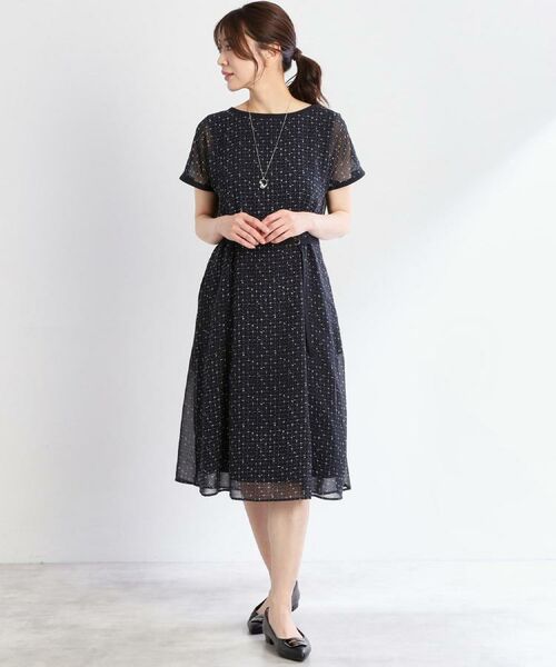 Reflect / リフレクト ミニ丈・ひざ丈ワンピース | 【WEB先行カラーあり/マシンウォッシュ可/ナローベルト付き】オフボディツイードチェックワンピース | 詳細8