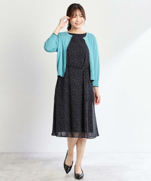 Reflect / リフレクト ミニ丈・ひざ丈ワンピース | 【WEB先行カラーあり/マシンウォッシュ可/ナローベルト付き】オフボディツイードチェックワンピース | 詳細9