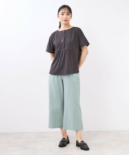 Reflect / リフレクト ショート・ハーフ・半端丈パンツ | 【お腹・腰周りすっきり見え◎】ストレッチワイドクロップドパンツ | 詳細1